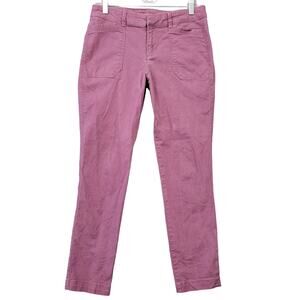 Old Navy Pixie Purple Pants Stretch Chinos Straight Flat Front Zip Womens Size 6